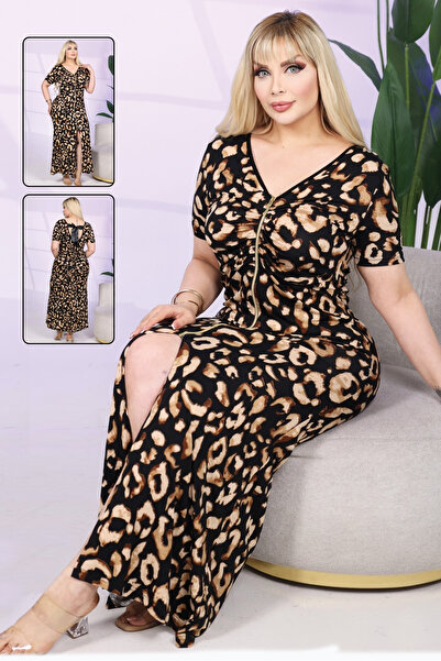 Berka Büyük Beden Desenli Uzun Elbise - Şık ve Rahat Tasarım Premium Şıklık