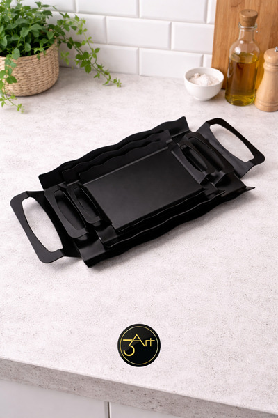 3Art Metal Dekorasyon Tic.Ltd.Şti 3-Piece Serving Tray Set – Modern Decorativ...