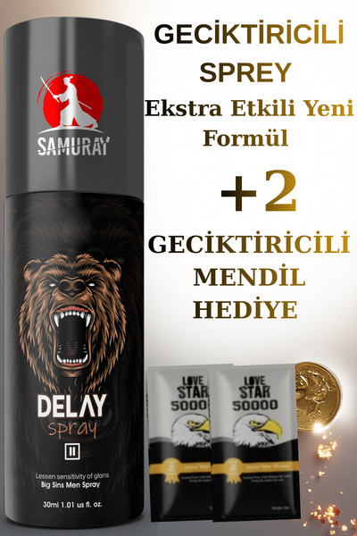 SAMURAY Dünyanın En İyilerinden 30ml Geciktiricili Sprey+2 Geciktiricili Mendil