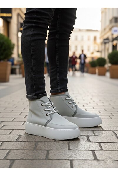 Baybonza Ba0550 Gray Men's Style Sports Boots with Fur Inside and Laces