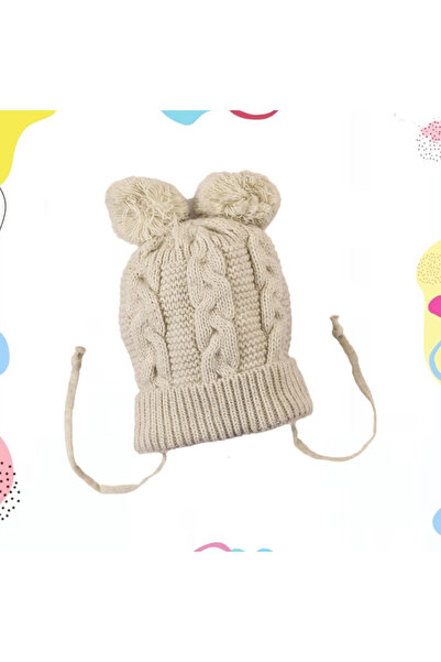 Micii Ștrumfi Căciulă tricotată pentru bebeluși 12-24 luni cu 2 pompoane