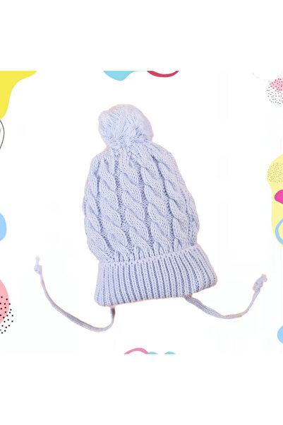 Micii Ștrumfi Căciulă tricotată pentru bebeluși 0-12 luni cu pompon