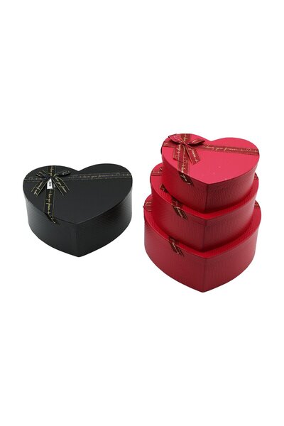 Fırsatkolik 3Pcs Heart Matte Mix Color - Embossing Pattern Cardboard Gift Box...