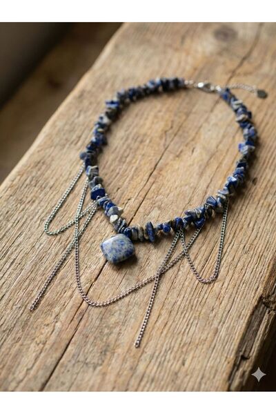 elemeğim Necklace Natural Stone Necklace Sodalite Natural Stone Necklace