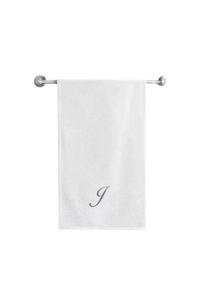 BYFT Embroidered For You منشفة حمام بحرف "J" مطرزة بخيوط فضية من القطن، حرف شخصي