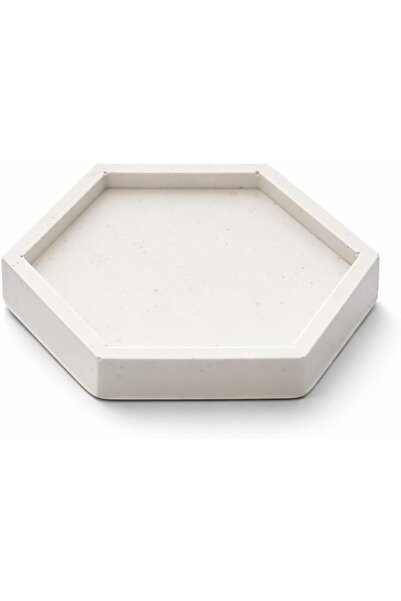 Maryam Decore Handcrafted Gypsum Candle Holder Tray, Hexagonal White Minimali...