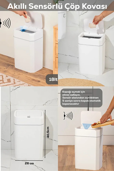 Kosova Çöp Kovası Sensörlü 27X21X42 Cm 18 Lt 02-4167