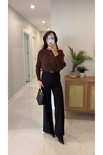 BİRCANÇİL Panola Black Belted Woven Trousers