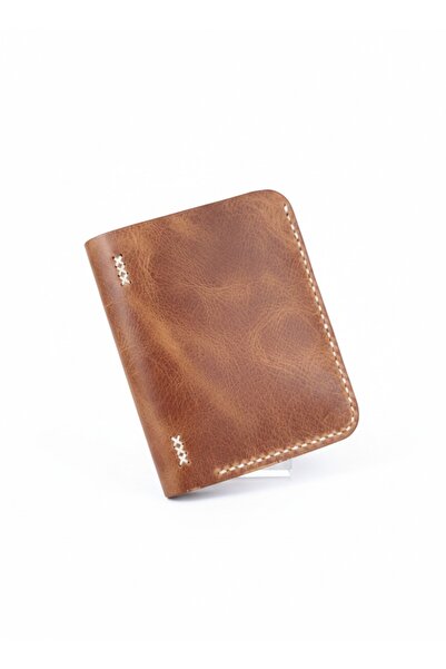 Kemer Dünyası Genuine Leather Handmade Slim Wallet Money Bag Camel Crazy