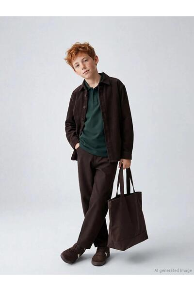 LC Waikiki Pantaloni din gabardină maro pentru băieți, croială normală (S6)