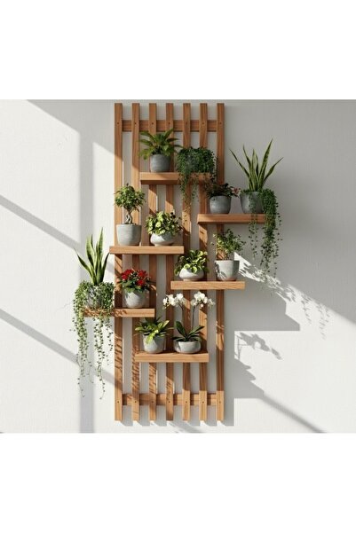 Ev dekka Köknar Ahşap Duvar Dekoru - 50x35 cm Pratik Montajlı Çiçeklik - Delm...
