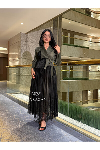 Warazan Tulle dress with a waist belt - Free size, fits sizes S to XXXL