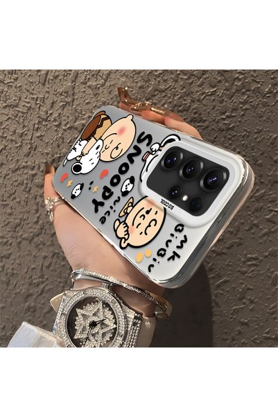 quırkshıeld Samsung Galaxy S25 Ultra Compatible Hard Acrylic Back Silicone Edge Lens Protection Case Snoopy Pattern