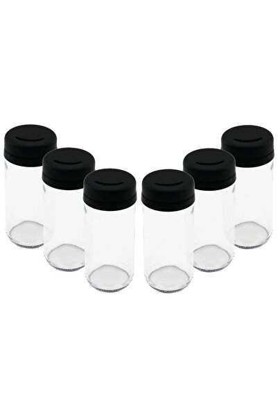 Fırsatkolik 6 Pcs Glass - 225ml Spice Jar - Salt Shaker Plastic Lid (5067)