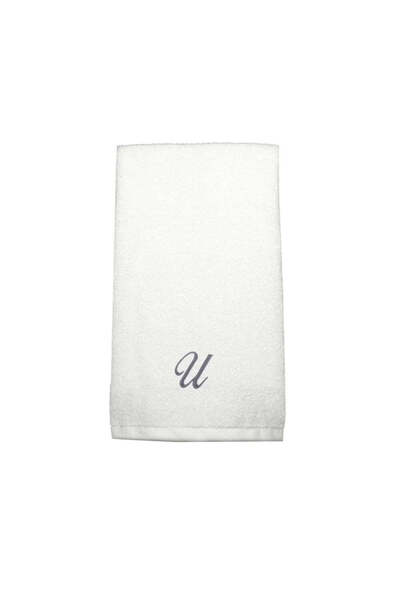 BYFT Embroidered For You منشفة يد مزينة بحرف "U" مطرز بخيوط فضية من القطن، بح...
