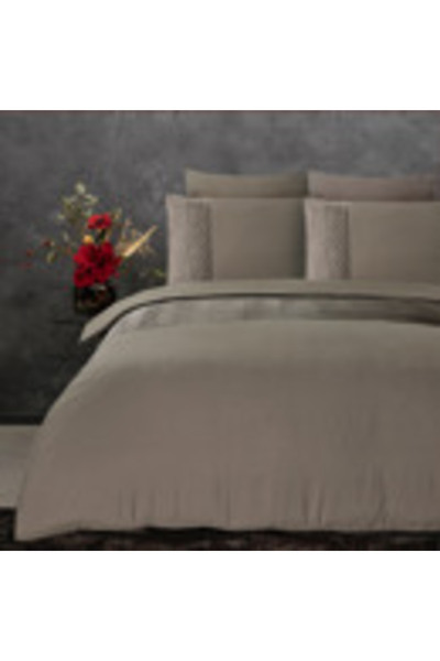 Sleeptime Velvet Crossline duvet cover set 140x200/220 cm, 1 pillowcase, Taup...