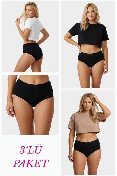 Newlilla 1018 Women's Classic Cut Cotton Plain Bato Panties 3-Pack