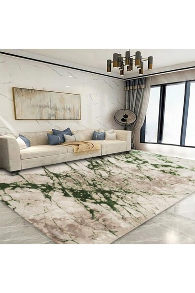 Milano Living Room Carpet, Modern Design, 0596, Cream/Green, 200X300 cm