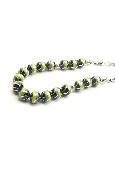 HÜNERTAŞ Colorful Galalith and Oltu Stone Zaza Rosary