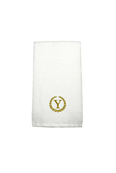 BYFT Embroidered For You منشفة يد مطرزة بحرف "Y" بخيوط ذهبية من القطن، بحرف شخصي