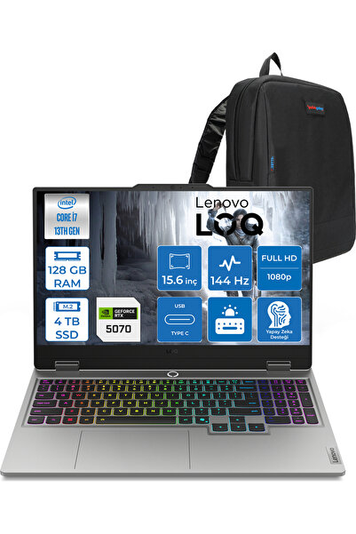 LENOVO Loq I7 13650HX 128GB 4tb SSD 8GB/RTX5070 15.6" Fhd IPS 144Hz W11PRO 83...