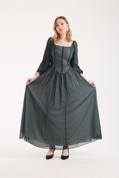 Stylish Stylish chiffon long dress with a leopard print