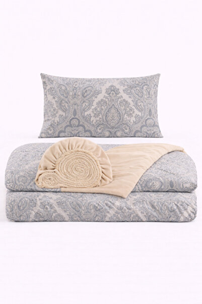 İQON Elastic Sheet Duvet Cover Set Single Size Otlt1 Shll Gray
