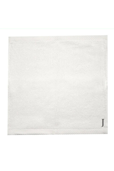 BYFT Embroidered For You Monogrammed Letter "J" FaceTowel Silver Thread Cotto...