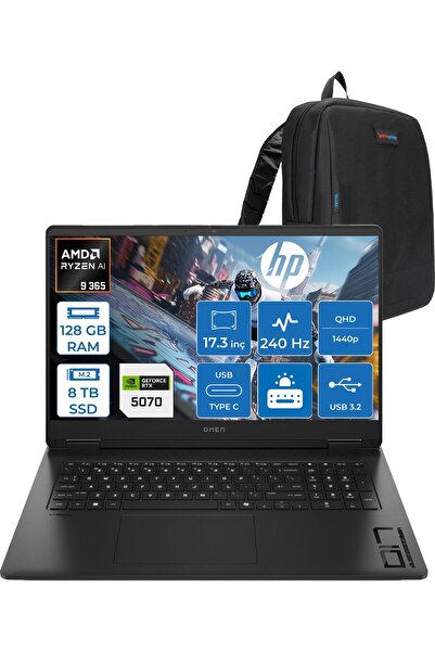 HP Omen Ryzen 9 365 128GB 8tb SSD 8GB/RTX5070 17.3" Qhd W11HOME Taşınabilir C...
