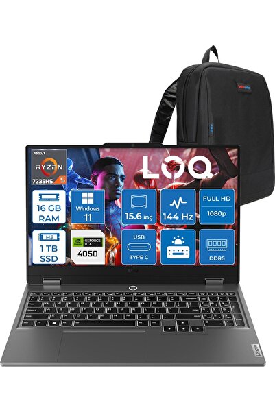 LENOVO Loq 15ARP9 Ryzen 5 7235HS 16GB Ddr5 1tb SSD W11PRO RTX4050 6gb 15.6" I...