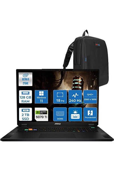 MSI Stealth 18 Hx Aı Ultra 9 275HX 128GB Ddr5 2tb SSD 12GB/RTX5070TI 18" W11P...