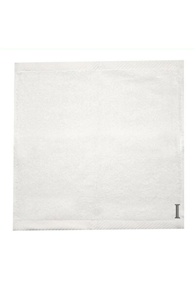 BYFT Embroidered For You Monogrammed Letter "I" FaceTowel Silver Thread Cotto...