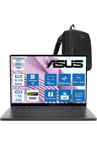 ASUS Rog Zephyrus G16 (2025) Ultra 7 255H 16GB 7467MHZ 1tbSSD W11PRO RTX5060 ...