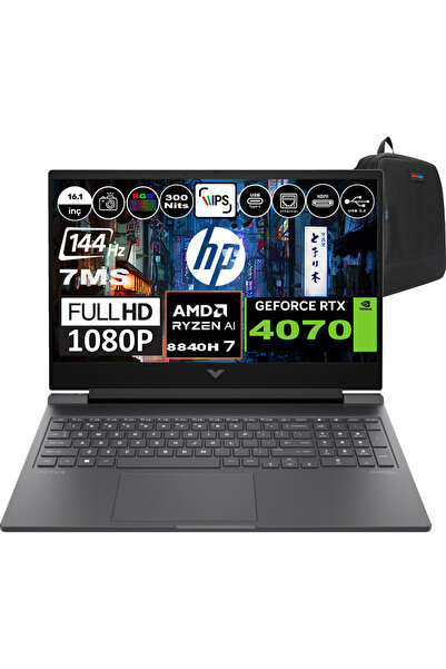 HP Victus 16-S1002NT Ryzen 7 8845HS 32GB 512GBSSD W11HOME 16.1 Inç 8GB-RTX407...