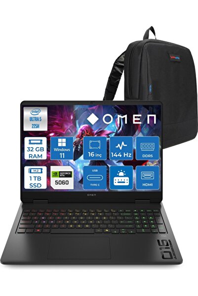 HP Omen 16-AM0037NT Ultra 5 225H 32GB 1tb SSD RTX5060 8gb W11HOME 16Inç 144Hz...