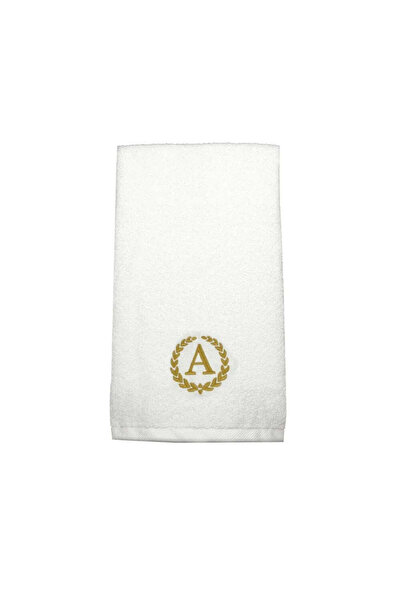 BYFT Embroidered For You منشفة يد مطرزة بحرف "A" بخيوط ذهبية من القطن، بحرف شخصي