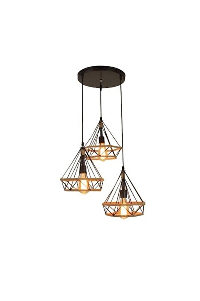 trandafi led Metal Pendant Lamp, Vintage Retro Style, Adjustable Height, 3 Ar...