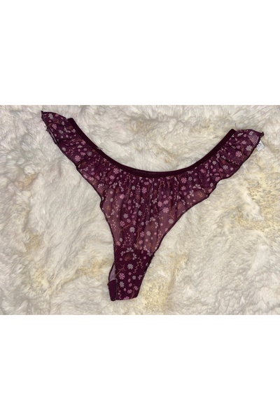 Markasız ucuz Çiçek Desenli Tül Kenarları Fırfırlı külot