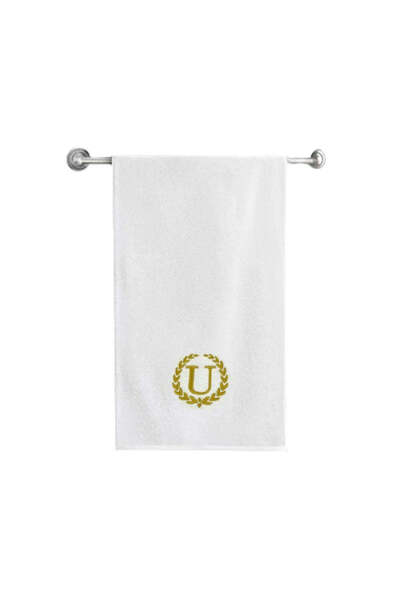 BYFT Embroidered For You منشفة حمام بحرف "U" مطرزة بخيوط ذهبية من القطن، حرف ...