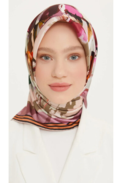 Armine Eșarfă de mătase Nostalji Tivil IST 8713-08 cu model floral de trandaf...