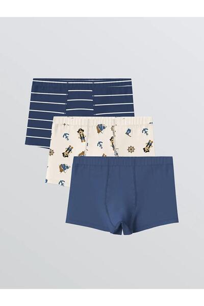 LC Waikiki Εκρού εμπριμέ αγορίστικα μποξεράκια 3 τεμαχίων (S6)