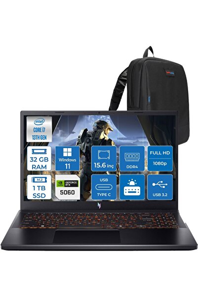 ACER Nitro V15 ANV15 13.nesil Core I7 13620H 32GB 1tbSSD 8GB/RTX5060 FDOS NHQ...