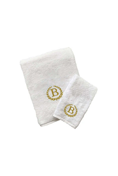 BYFT Embroidered For You منشفة يد وحمام بحرف "B" مطرزة بخيوط ذهبية من القطن، ...