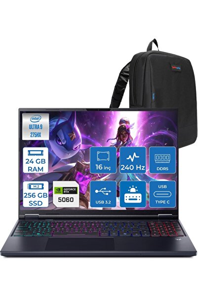 ACER Predator Helios Neo 16 Ultra 9 275HX 24GB 256GBSSD 8GB/RTX5060 16" FDOS ...