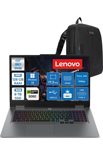 LENOVO Loq 17IRX10 I7 13650HX 128GB 8tbSSD RTX5060 8gb W11PRO 17.3 Inç Fhd 16...