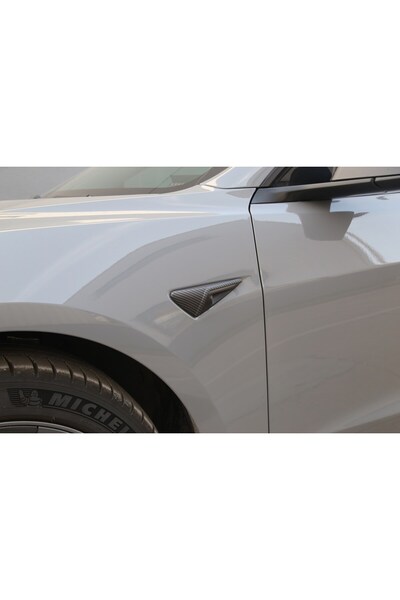 TESLA Model Y Yan Kamera Koruyucu Kapağı - Karbon Kaplama - Mat Siyah - 2 Ade...