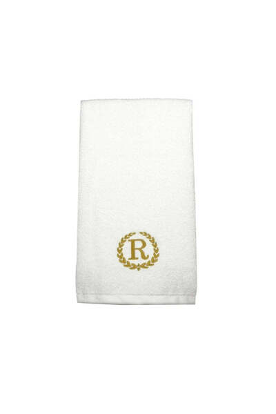 BYFT Embroidered For You منشفة يد مطرزة بحرف "R" بخيوط ذهبية من القطن، حرف شخصي