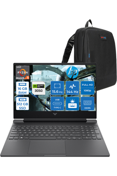 HP Victus Ryzen 5 8645HS 16GB 512GB SSD 6GB/RTX3050/75W 15.6inç Fhd WIN11PRO ...