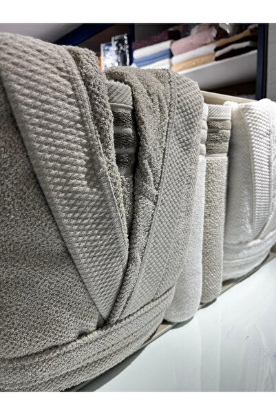 VELLON HOME 6 Piece Family Bathrobe Set Cream - Brown