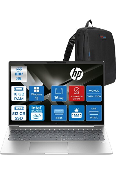 HP Probook 4 G1I Ultra7 255U 16GB 512GBSSD 300 Nits 16''inç 1920 x 1200 WIN11...